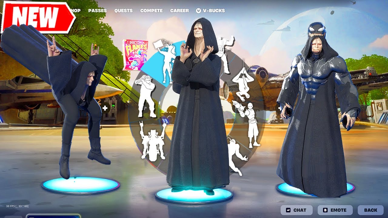 EMPEROR PALPATINE Fortnite doing all Funny Built-In Emotes シ