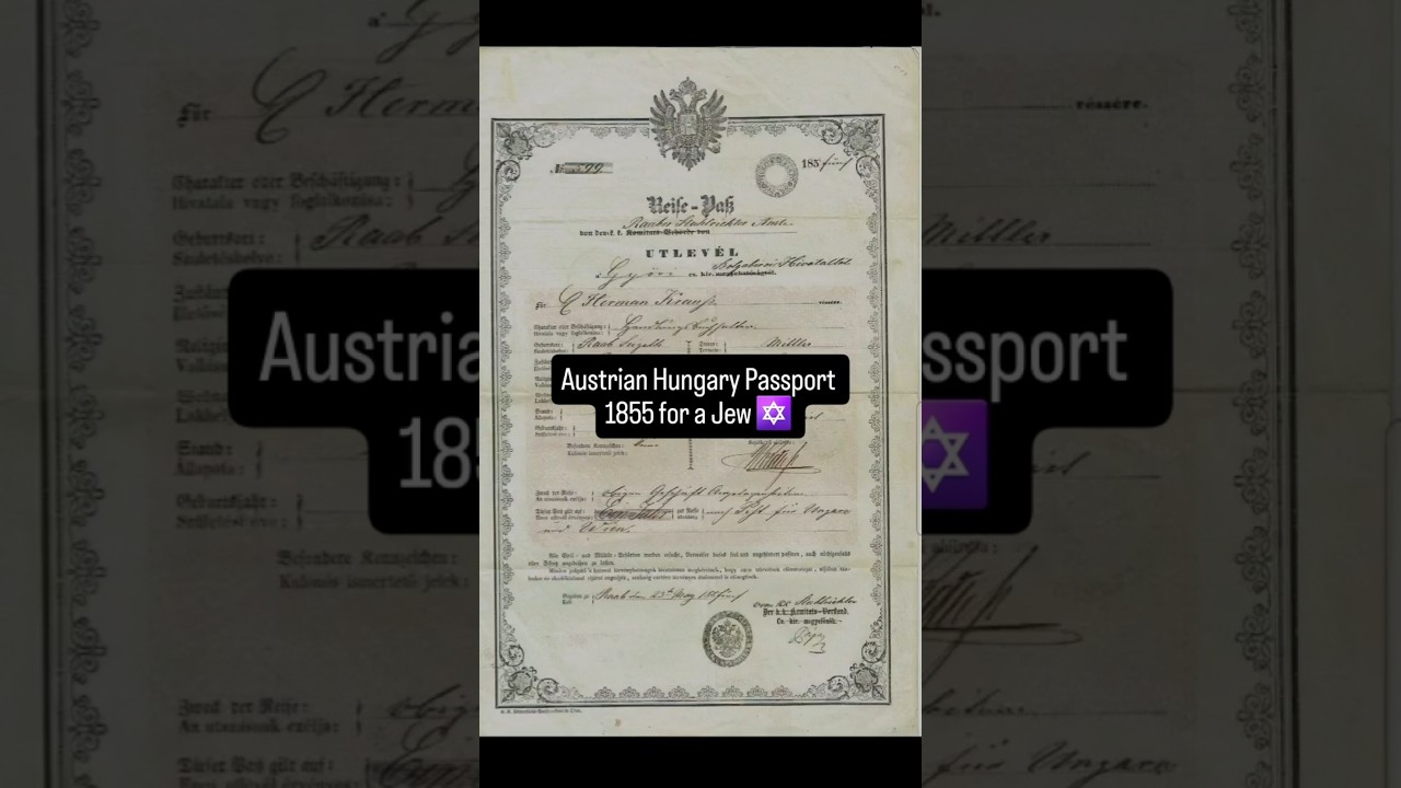 Austrian Hungarian passport 1855 for a Jew ✡️