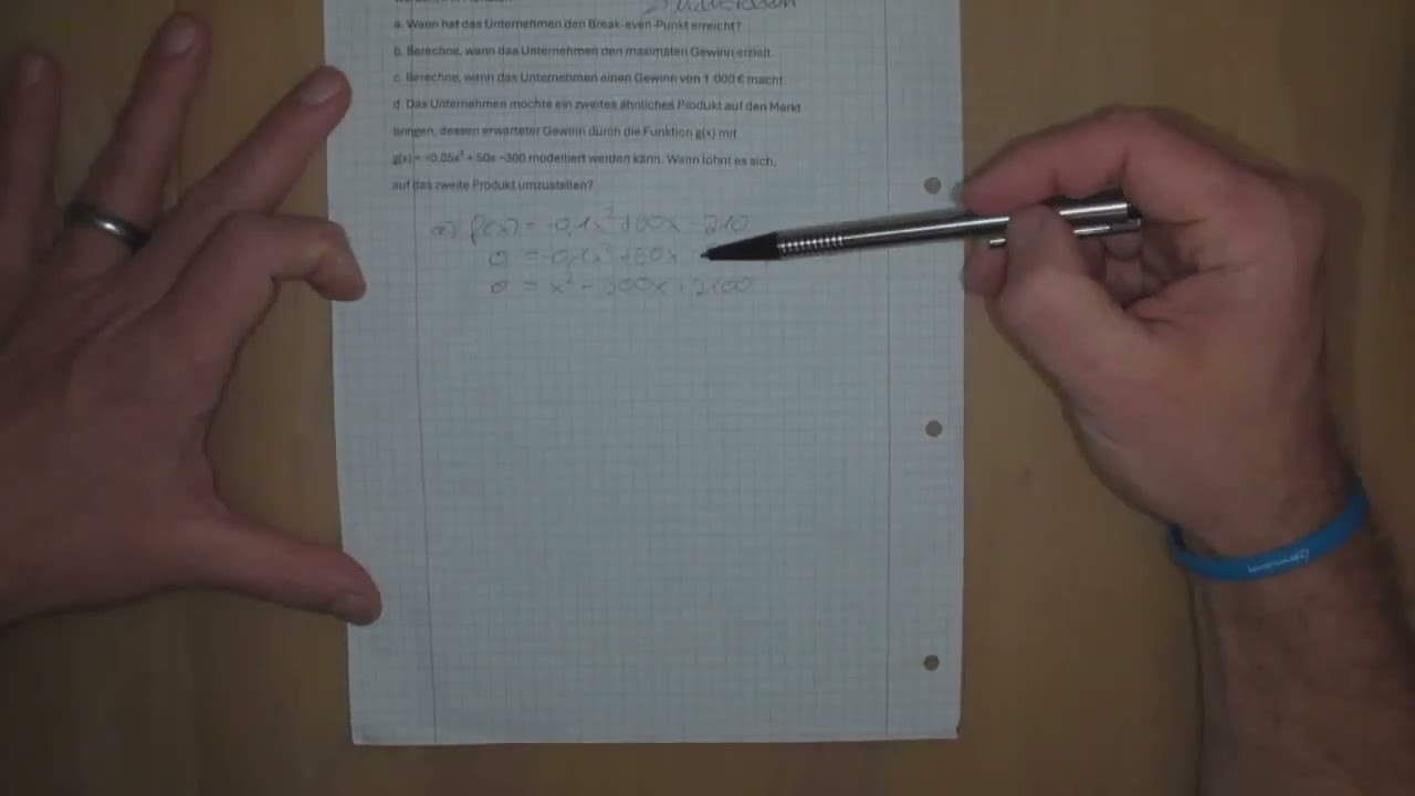 Sachaufgabe Teil1 Nullstellen berechnen