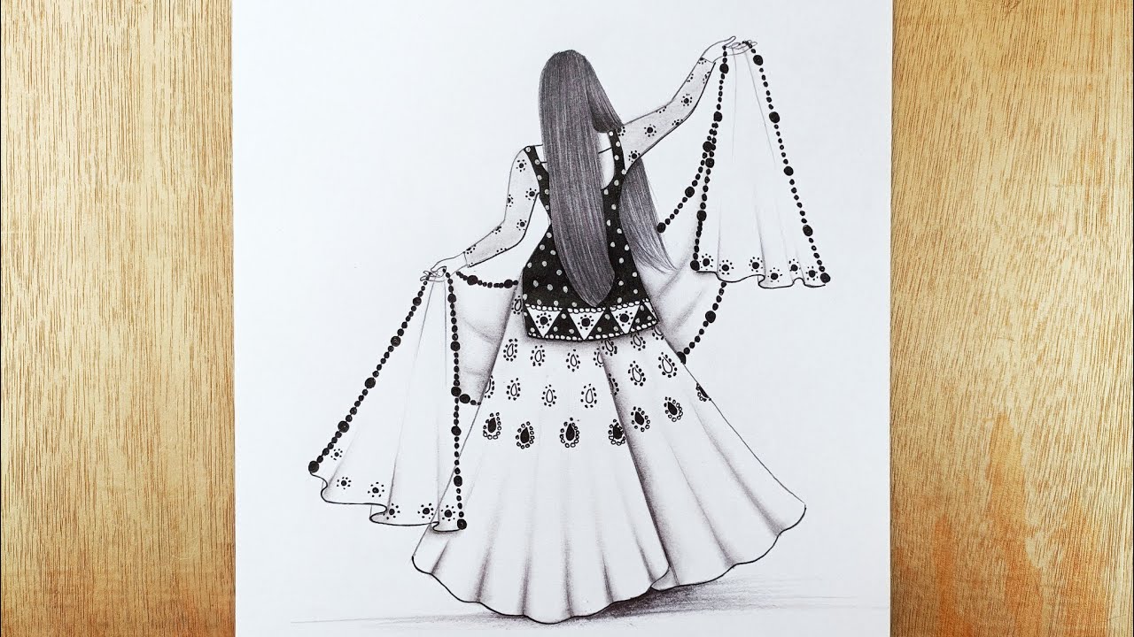 How to draw a girl with beautiful salwar suit || Pencil sketch | How to draw a traditional girl easy