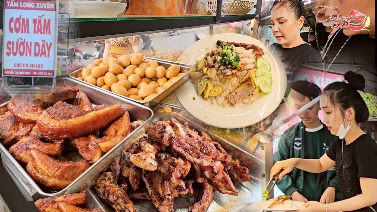 Lạ lùng khách tò mò xếp hàng mua CƠM TẤM SƯỜN DÂY hót gần gần ở Miền Tây