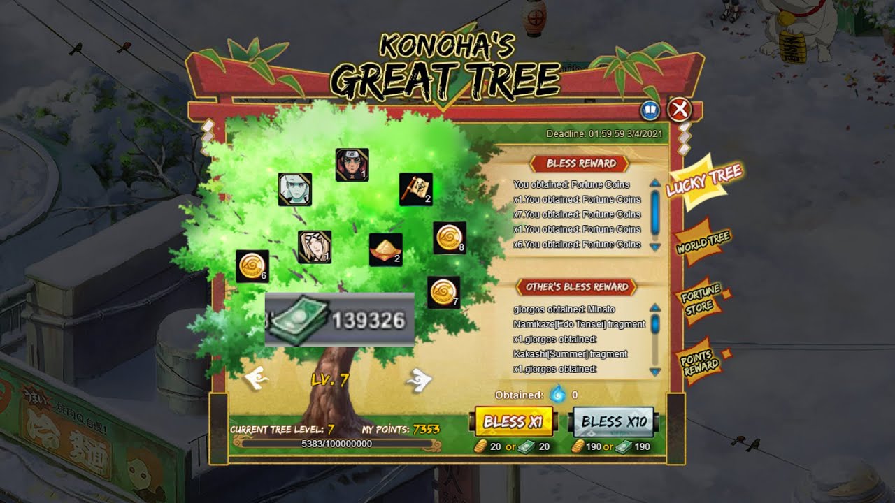 Naruto Online - Spending 140k Coupons In Konoha Great Tree