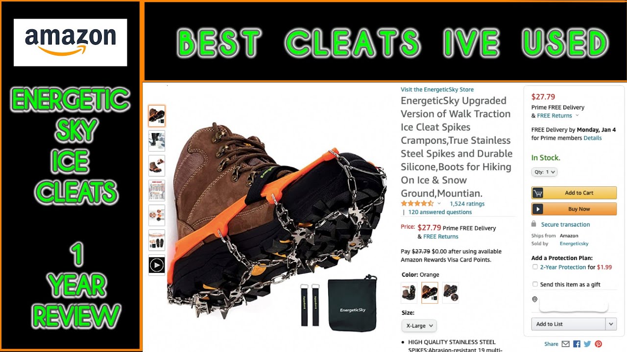 Best Ice Cleats for Ice Fishing. Amazon's Energetic Sky Ice Cleats / Crampons. They're under $30.