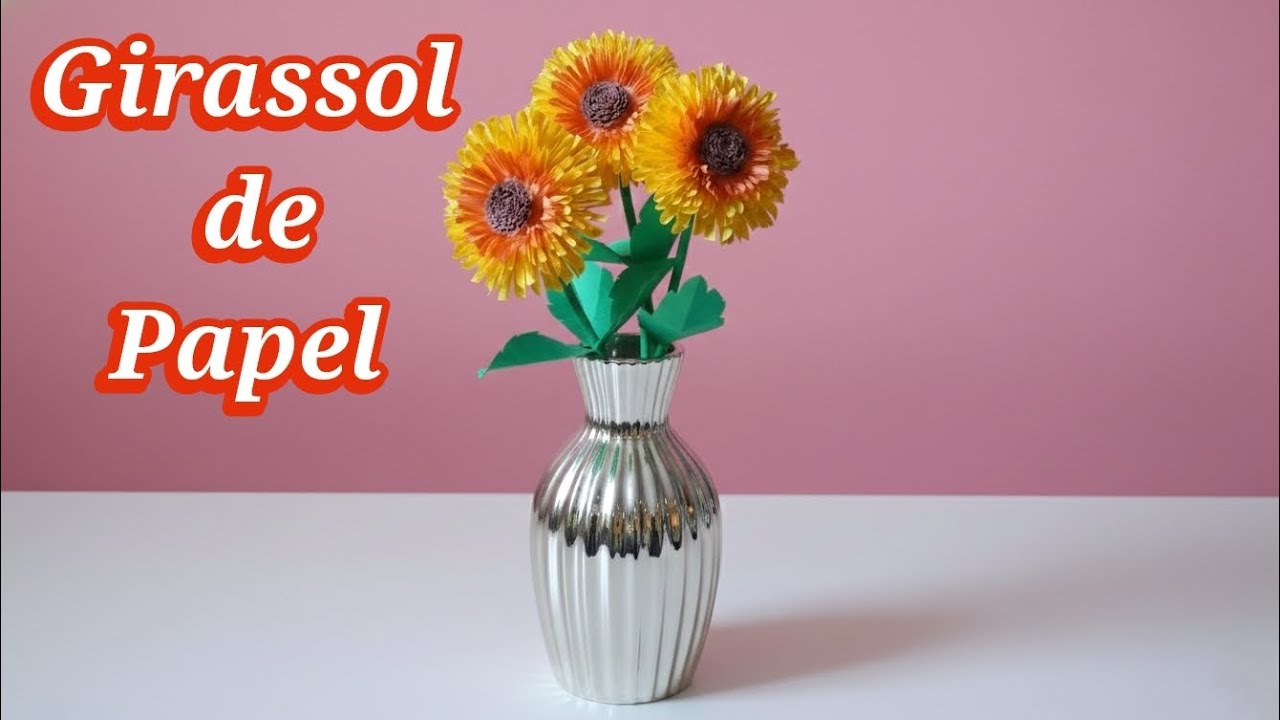 Como Fazer um Girassol de Papel | Artesanato em Papel | Flor de Papel | Decoração de casa Diy 