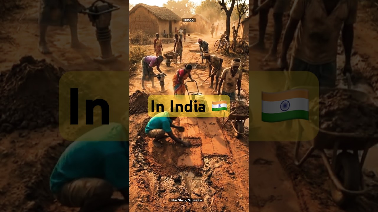 Repair a damaged road in india. #shortsfeed #diy