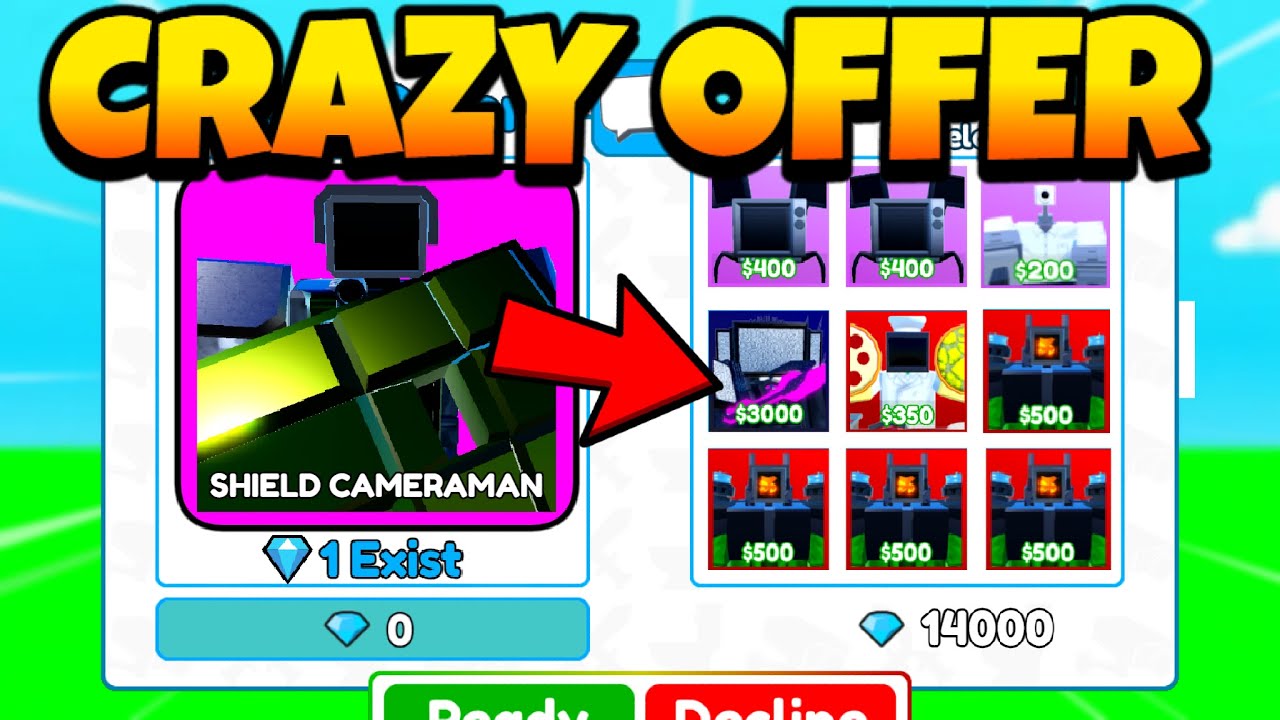 🔥😱 *INSANE TRADE* For SHIELD CAMERAMAN! Toilet Tower Defense (ROBLOX)