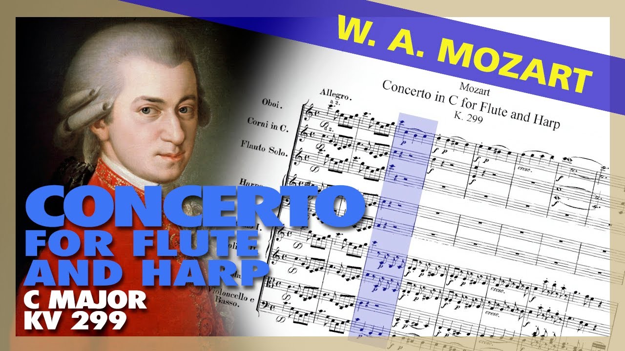 🎶W. A. MOZART - Concerto for FLUTE and HARP  in C major [K. 299] - (Sheet Music Scrolling)