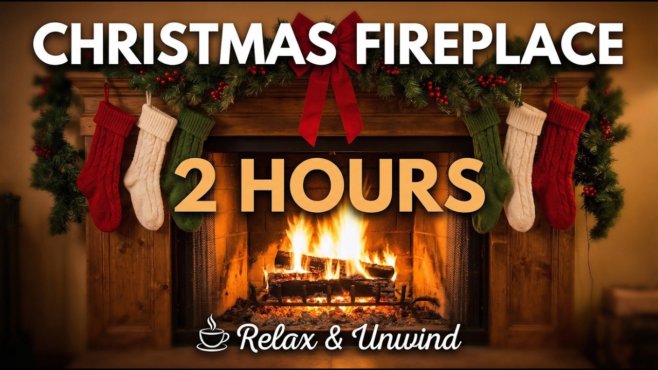 🔥 Christmas Fireplace 2 Hours 🎄 Classic Yule Log with Crackling Fire Sounds