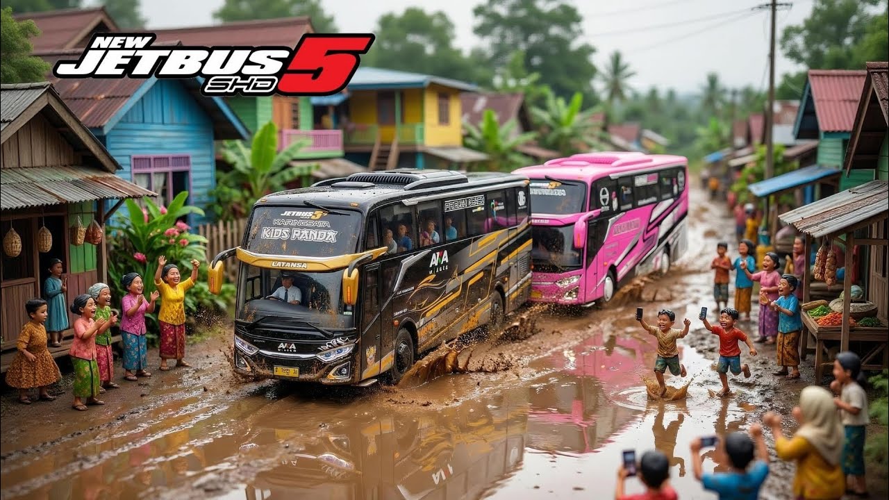 Jalur Ini Bukan Main…! Jalan Tanah Basah & Rusak  🚌 Bus AVA Jetbus 5 | Diorama Miniatur