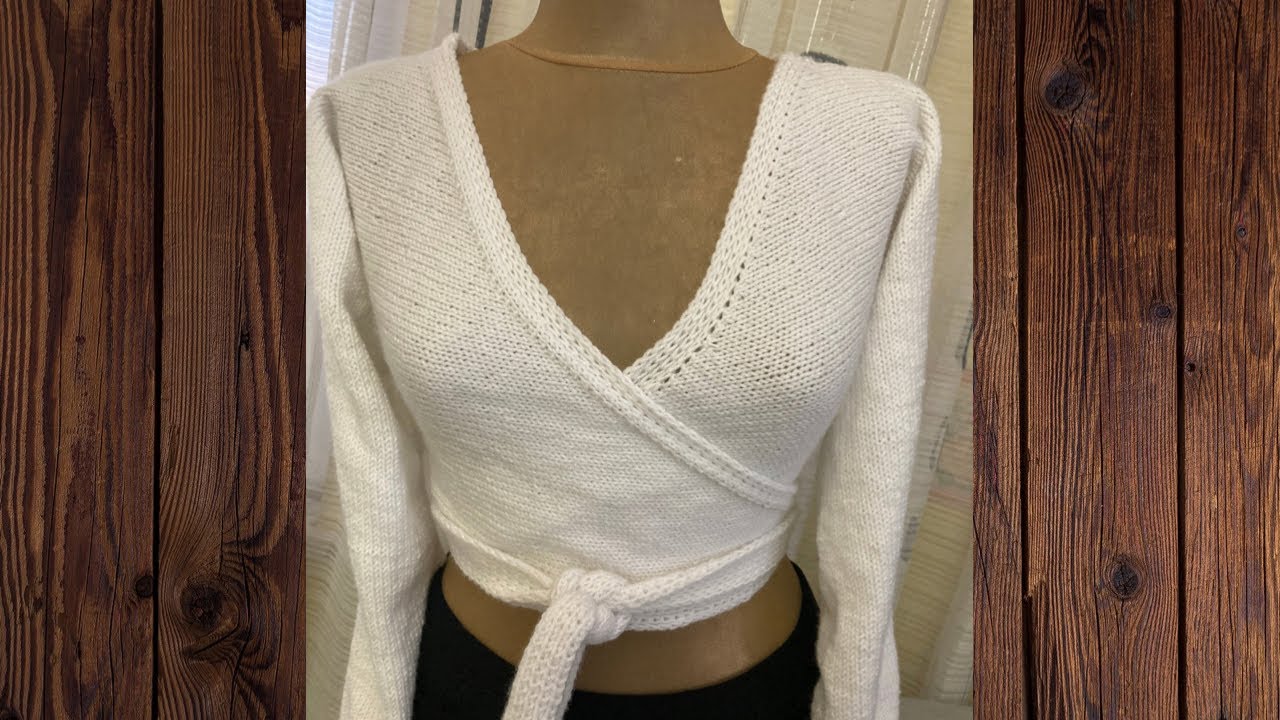 Örgü kruvaze bluz, kazak yapılışı (knitting double breasted blouse)  (двубортная блузка спицами )