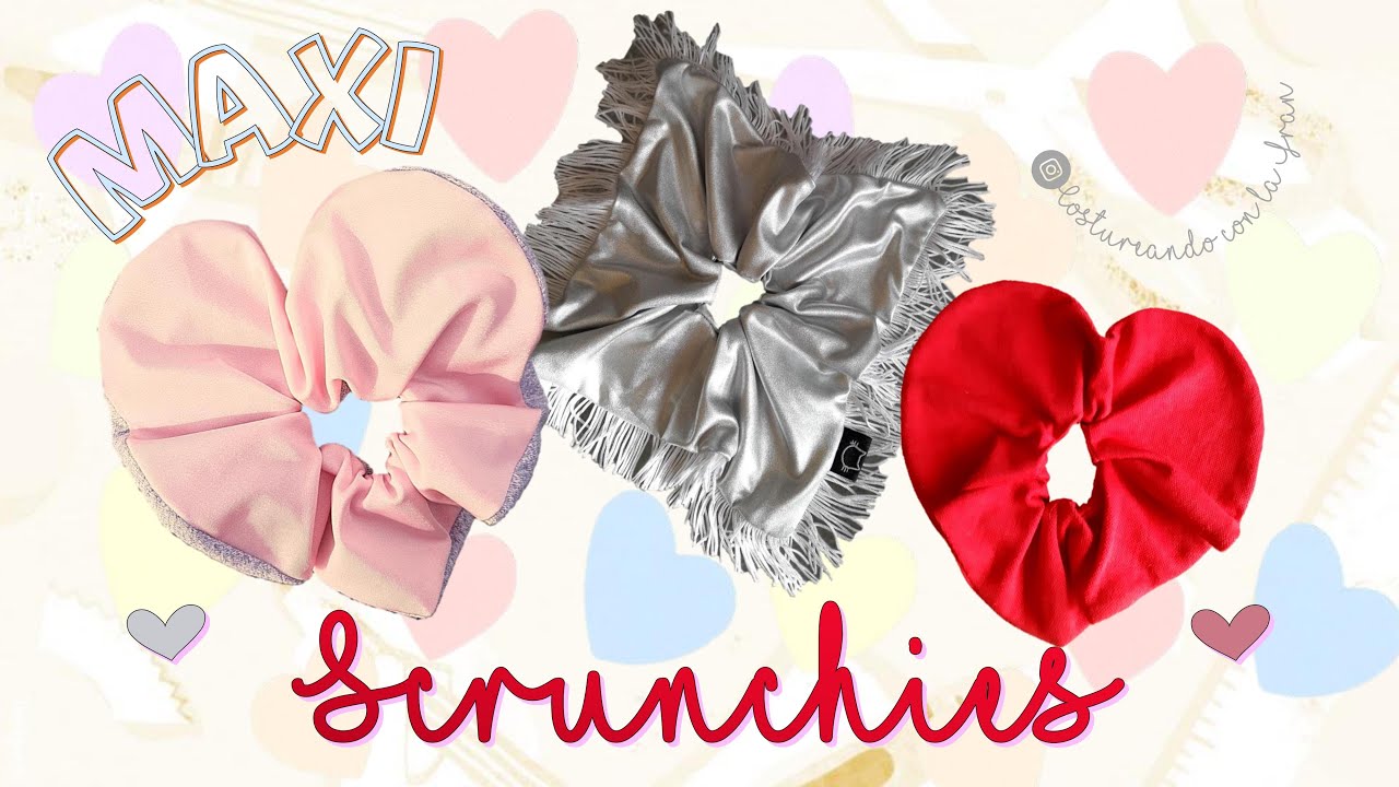 Maxi SCRUNCHIES en forma de CORAZÓN y CUADRADO (con patrón)/ Scrunchie HEART and SQUARE ♥