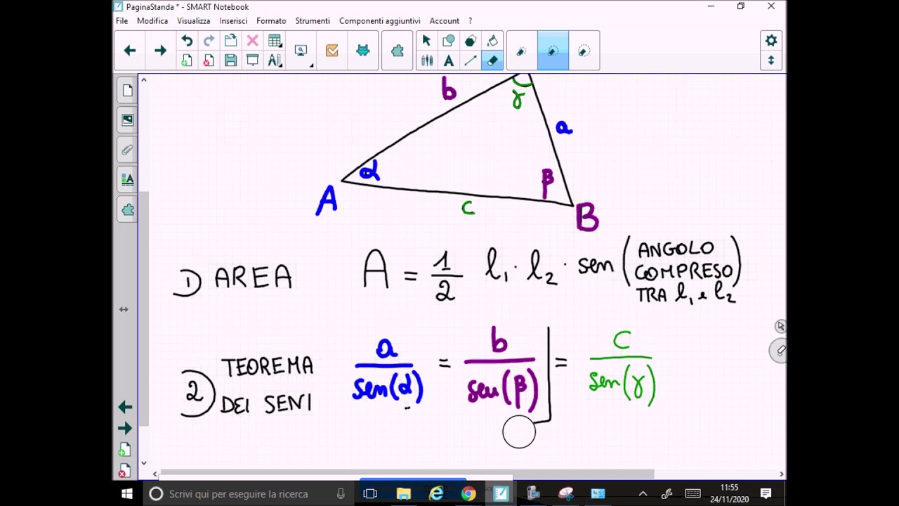 Il teorema del Seno e del Coseno e dell'Area nei Triangoli Qualsiasi