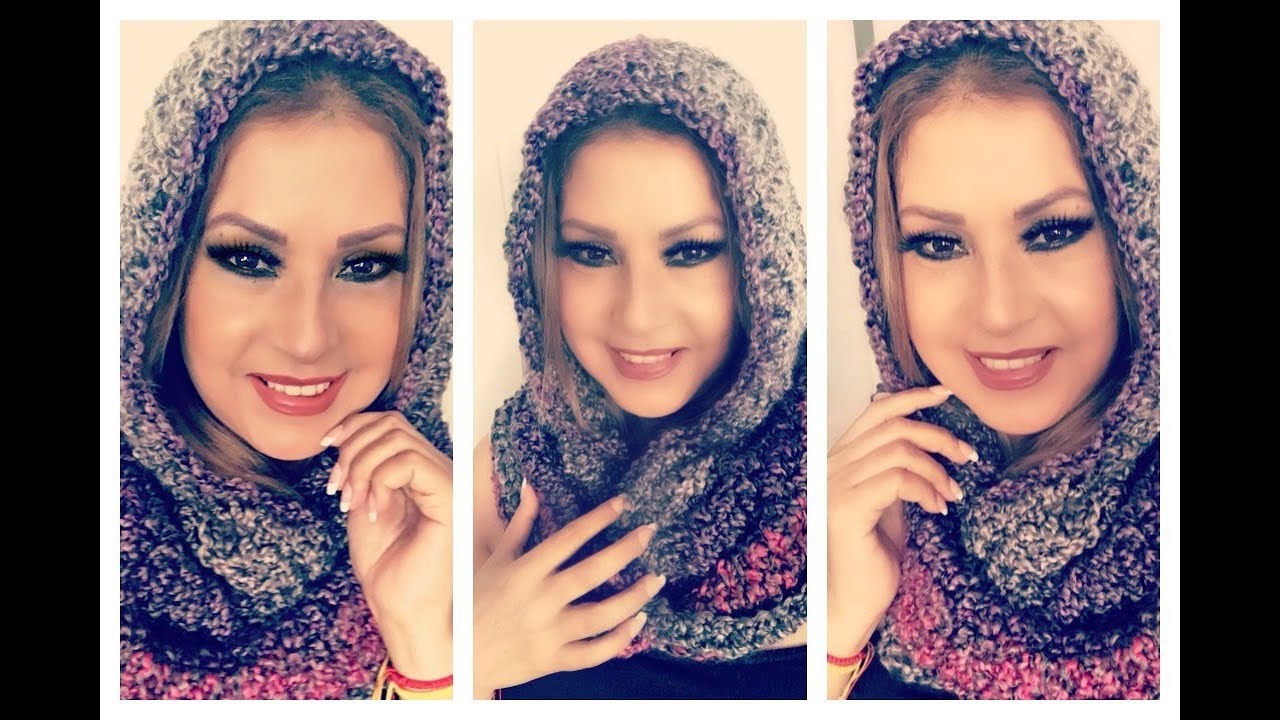 Bufanda Con Gorro/Capucha Tejido A Crochet / Hooded Scarf Quick And Easy (Crochet)💓