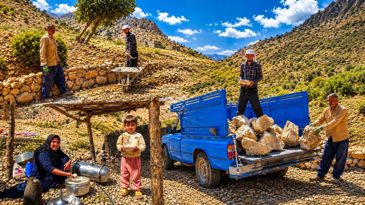 Nomadic Life: 🧱⚒️Building a Wall with Natural Stones | The Hard Life of Nomads in the Mountains ⛰️