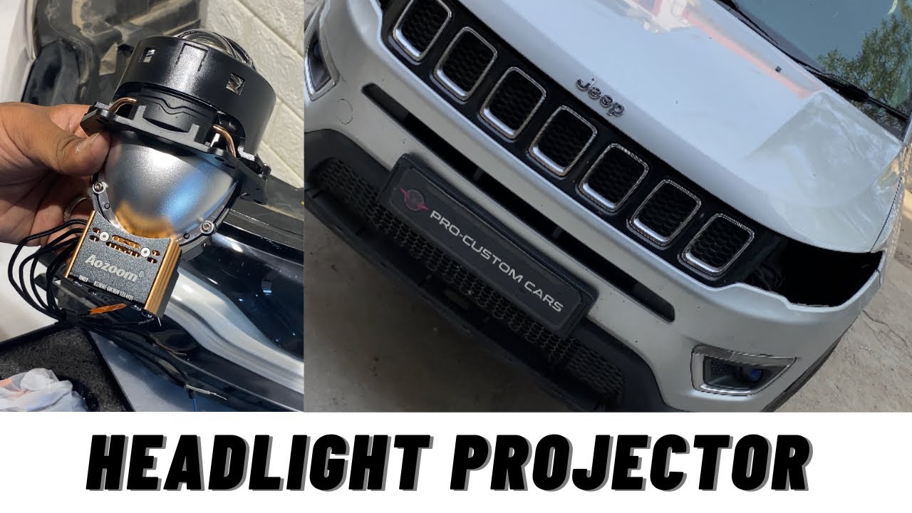 INSTALLED MOST POWERFUL AOZOOM Z3 PROJECTOR IN JEEP COMPASS|PROCUSTOMCARS
