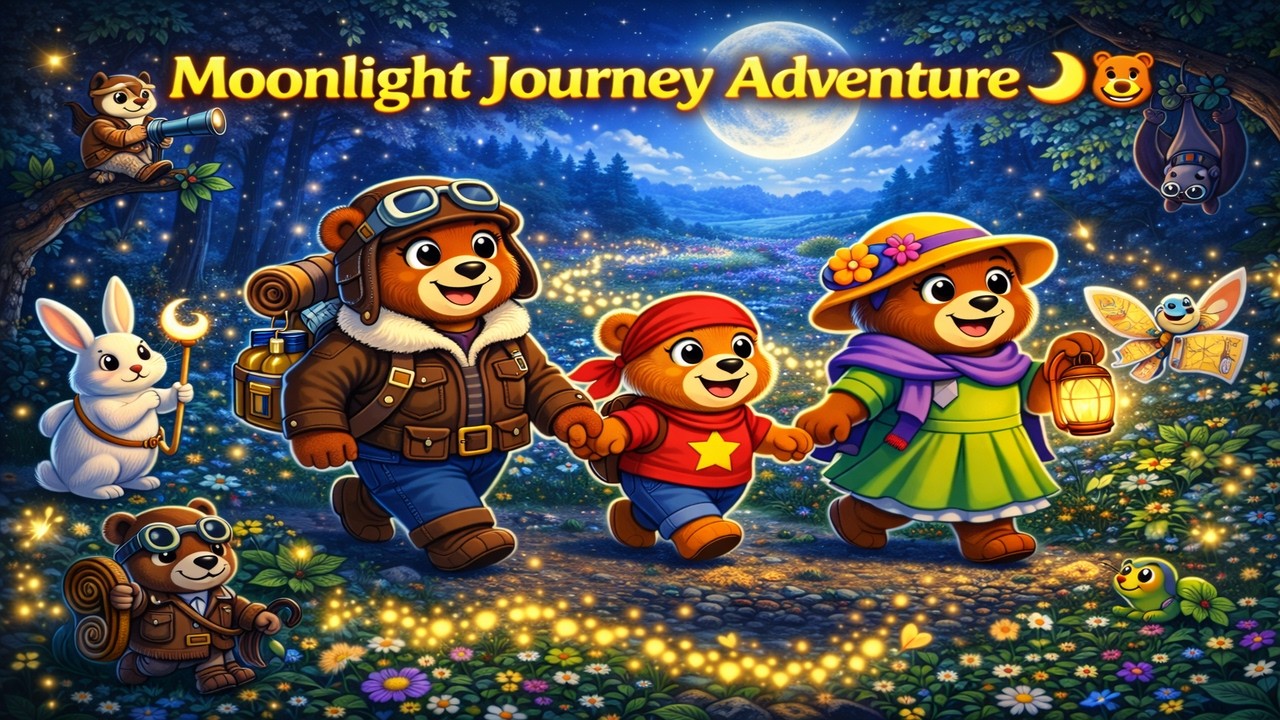 Moonlight Journey Adventure 🌙🐻 | Bear Family Night Story | Cozy 3D Animated Kids Cartoon