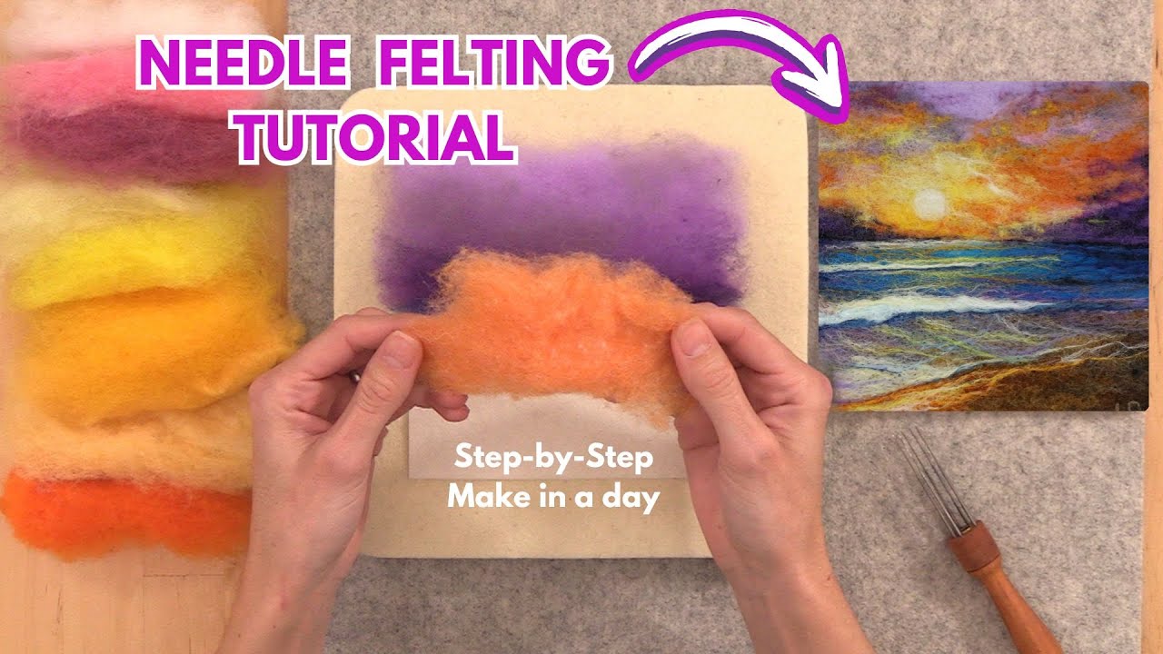 Beginner Needle Felting Picture Tutorial: Kona Beach Sunset by Laura Gutzwiller | Living Felt