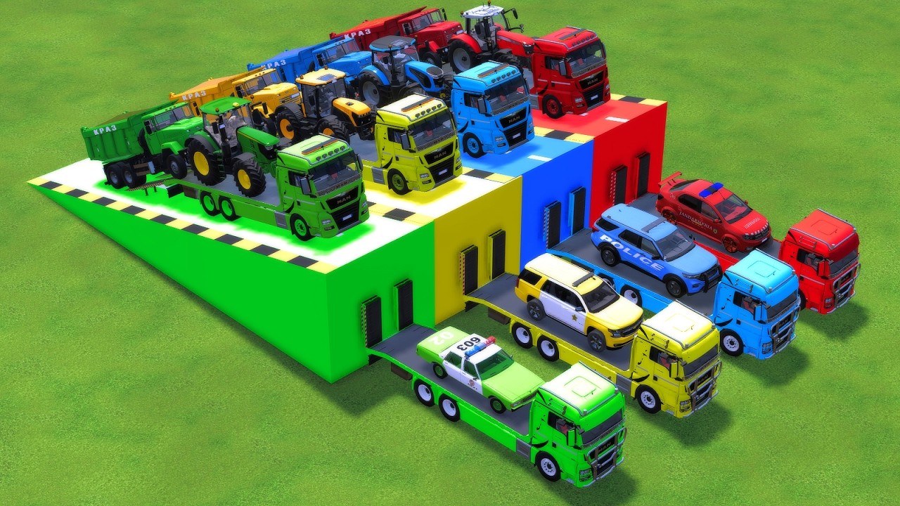 COLORFUL HIGH SPEED CARS -TRUCK, POLICE, AMBULANCE, FIRE TRUCK, JEEP, PICKUP, BUS, MONSTER TRUCK#11