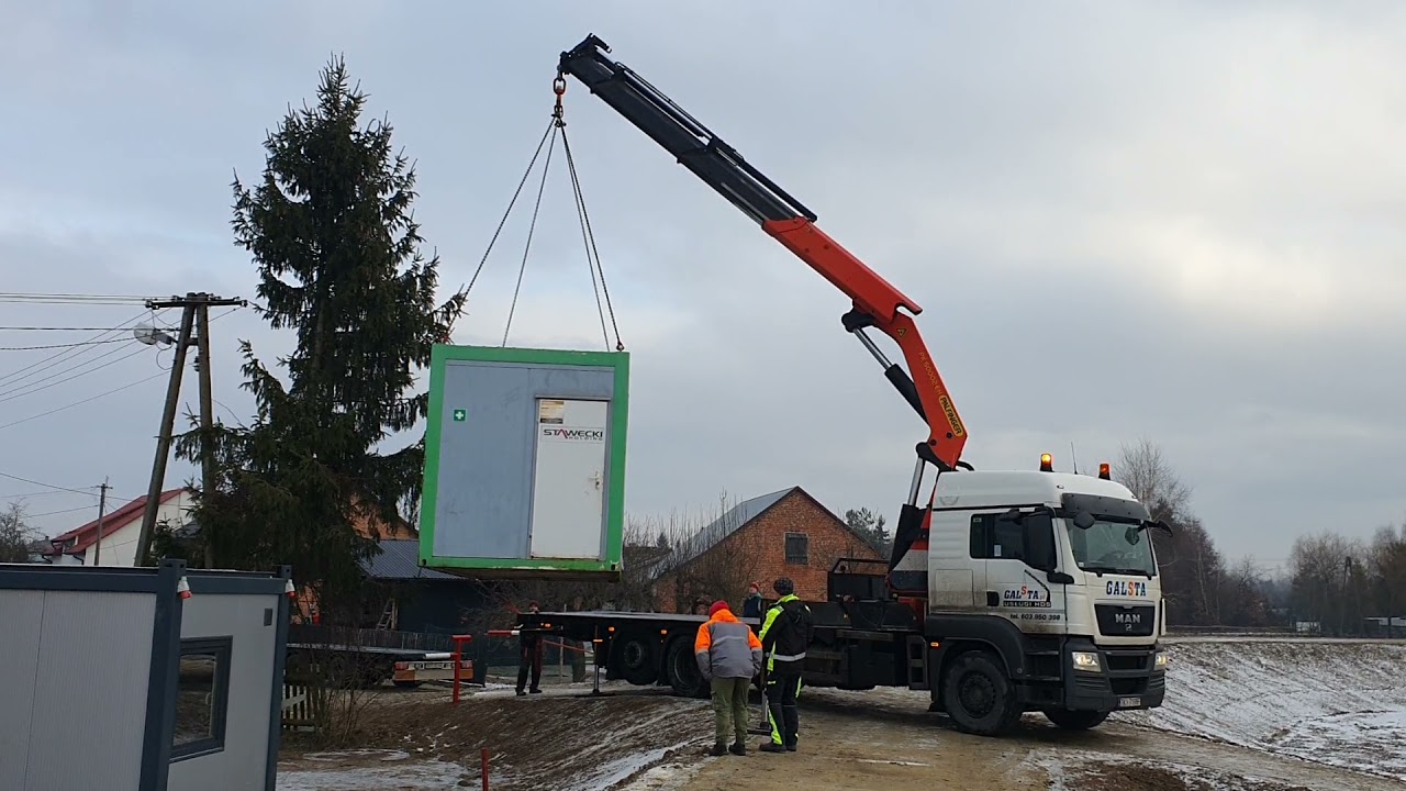 załadunek hds palfinger pk 50002 kontener waga 3.5t