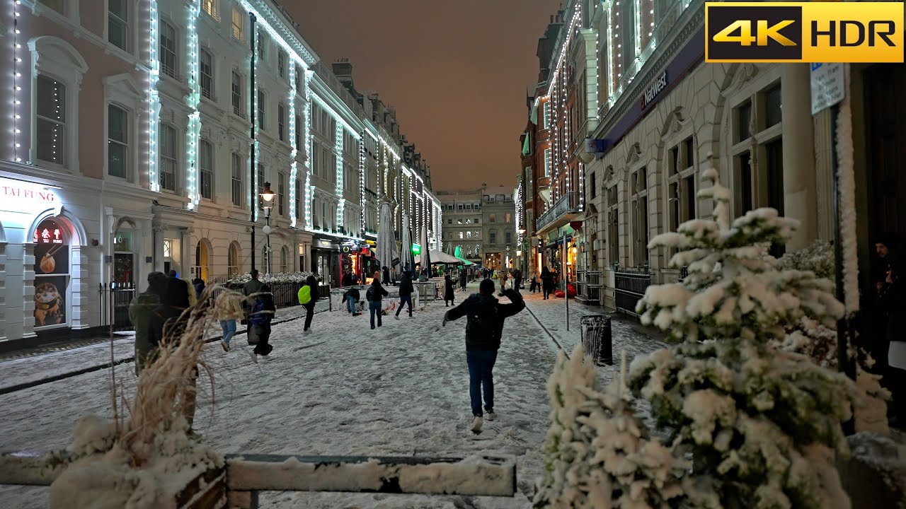 London Snowstorm and Aftermath❄️ Slippery and Shiny London Streets ⛷Snow Walk [4K HDR]