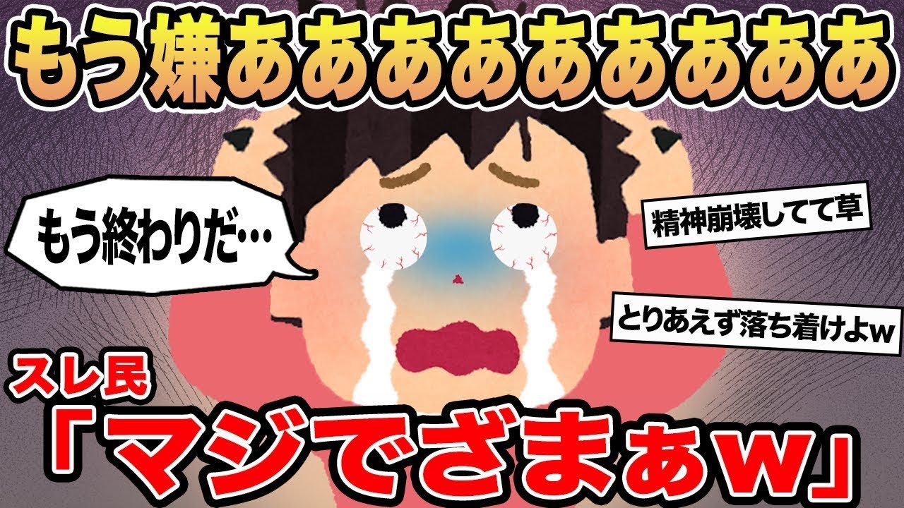 【報告者キチ】もう嫌あああああああああ   →スレ民「マジでざまぁw」