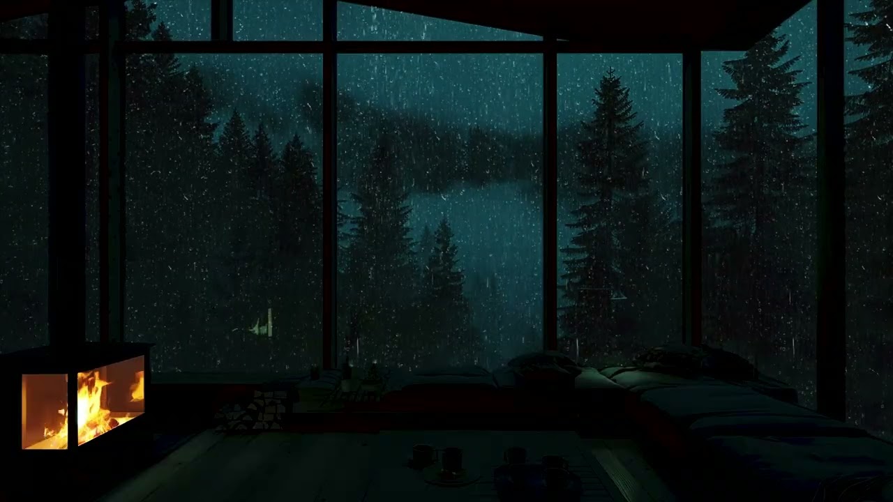 Bedroom Rainfall and Gentle Piano Music | Cozy Cabin Sounds for Nervous System Healing