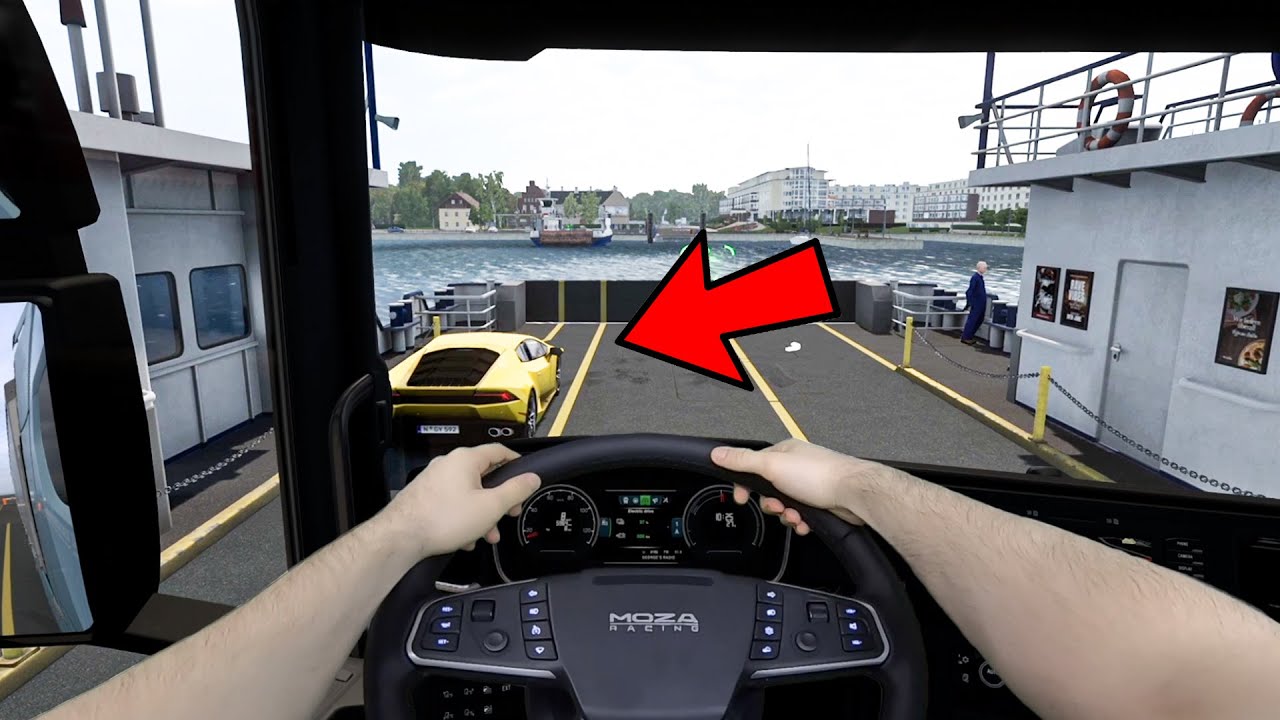 POV with Electric Scania + Ferry | Euro Truck Simulator 2 gameplay with MOZA TSW | Real hands