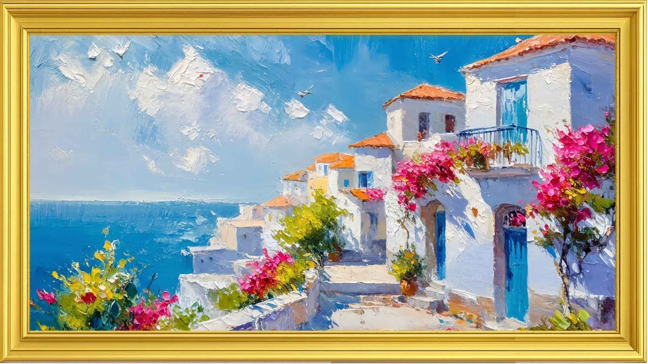 Mediterranean Light | Luz Mediterránea – 4K Framed Coastal Art | No Music
