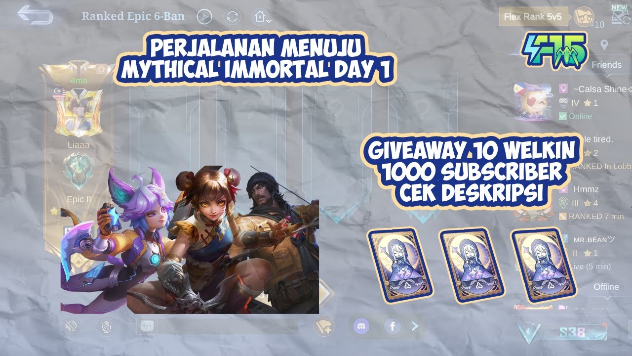 MENUJU RANK IMMORTAL DAY 1 | PUSH XP LIVE CHAT DAY 54 | GIVEAWAY 1000 SUBS CEK DESKRIPSI