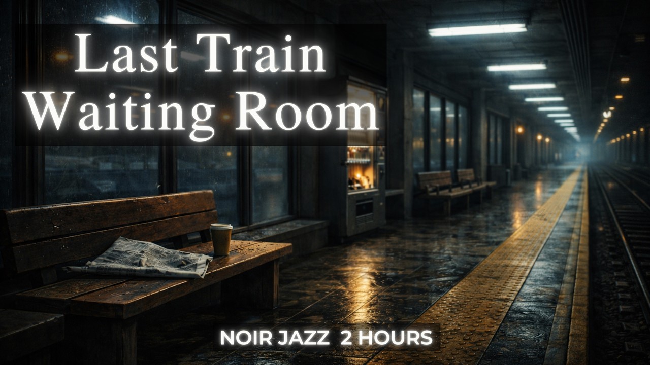 Last Train Waiting Room — Midnight Focus Noir Jazz Trio & Rain (2 Hours) | Twilight Quarters