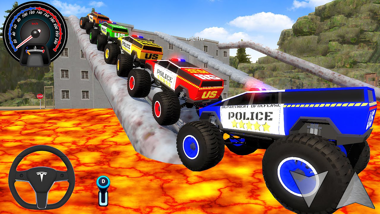 Juegos De Carros - Police Monster Trucks Impossible Driver #2 - Car Extreme Racing Android GamePlay