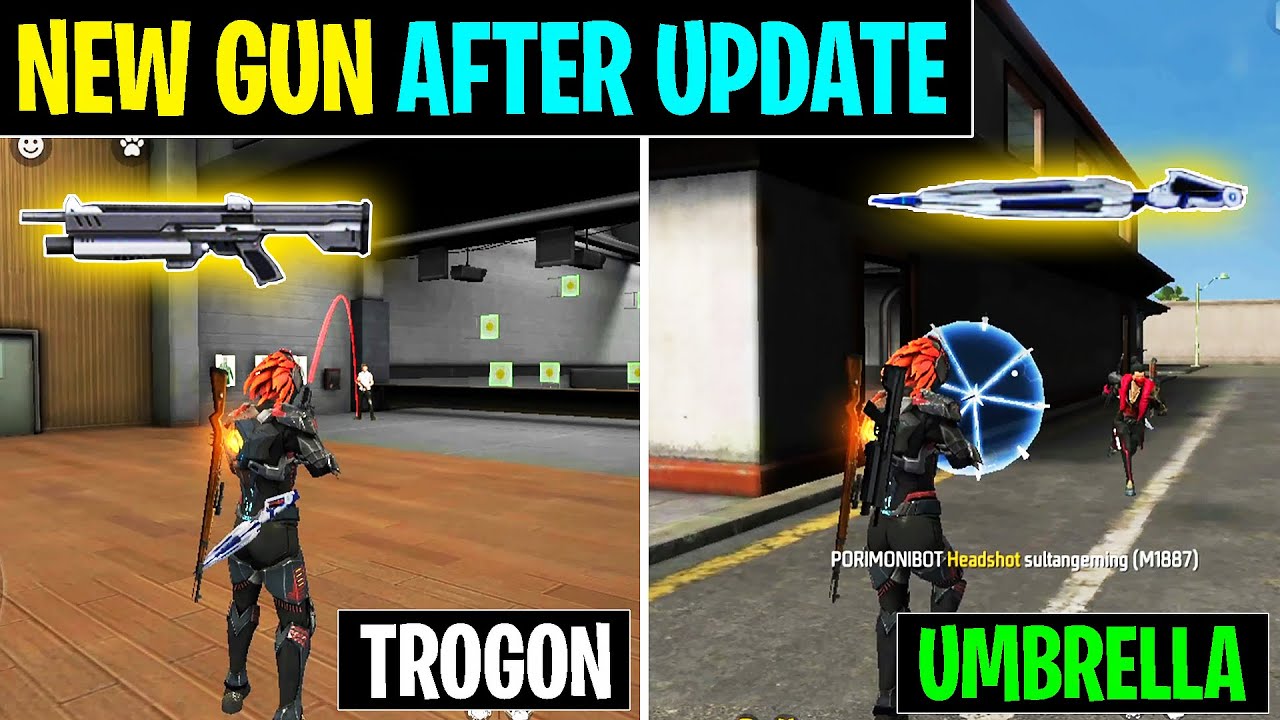 Garena free fire new gun Trogon and Umbrella Testing | Trogon shotgun + launcher Ob37 after update