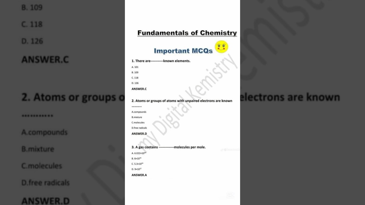 Fundamentals of Chemistry | Top 3 MDCAT MCQs 🔥 
