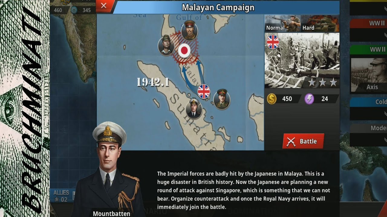 Pacific Allies Campaign #2 Malayan Campaign 3 Star (No Generals) World Conqueror 4