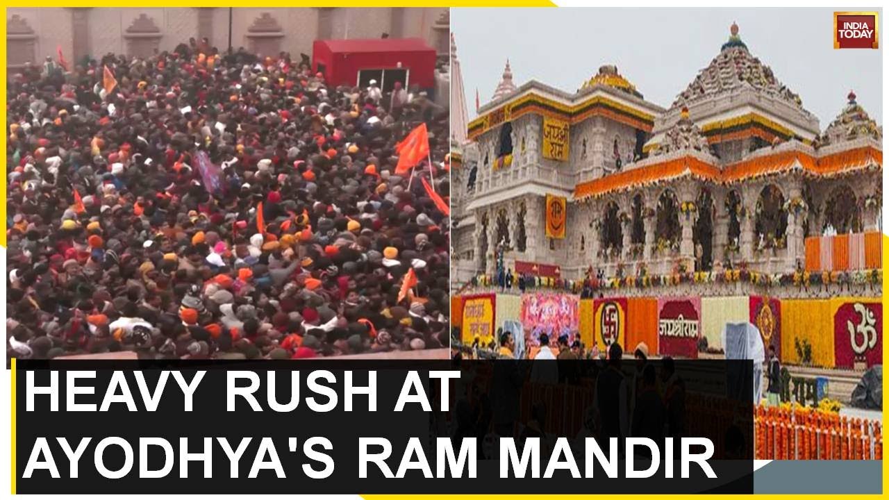 Massive Crowd Throngs Ram Temple As Mandir Opens It's Doors For Devotees After &lsquo;Pran Pratishtha&rsquo;