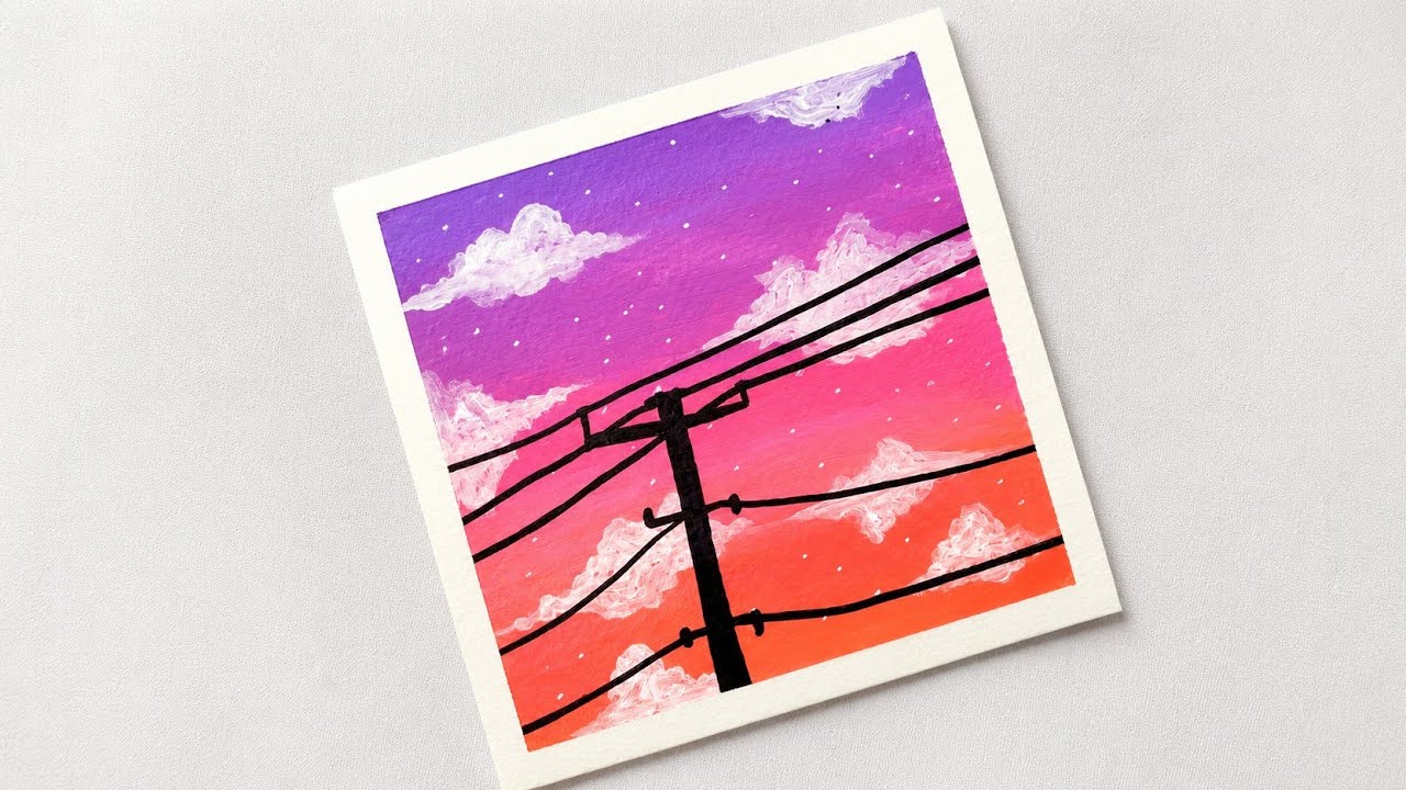 Sunset painting easy | Acrylic painting for beginners