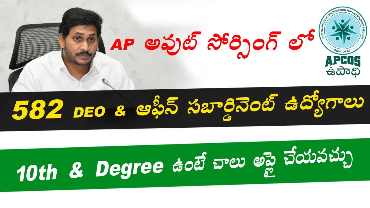 Andhra Pradesh Outsourcing DEO And Office Subordinate Posts Notification 2020 || APCOS Registration