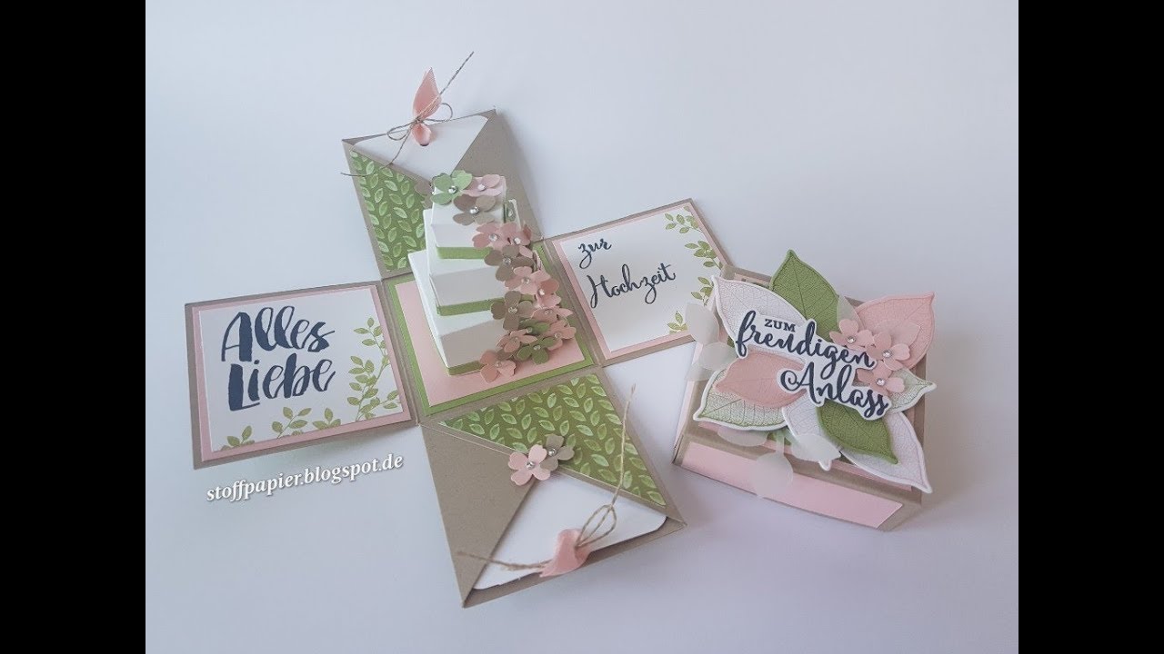 Variation der Explosionsbox - Eckige Torte mit Produkten von Stampin'Up!