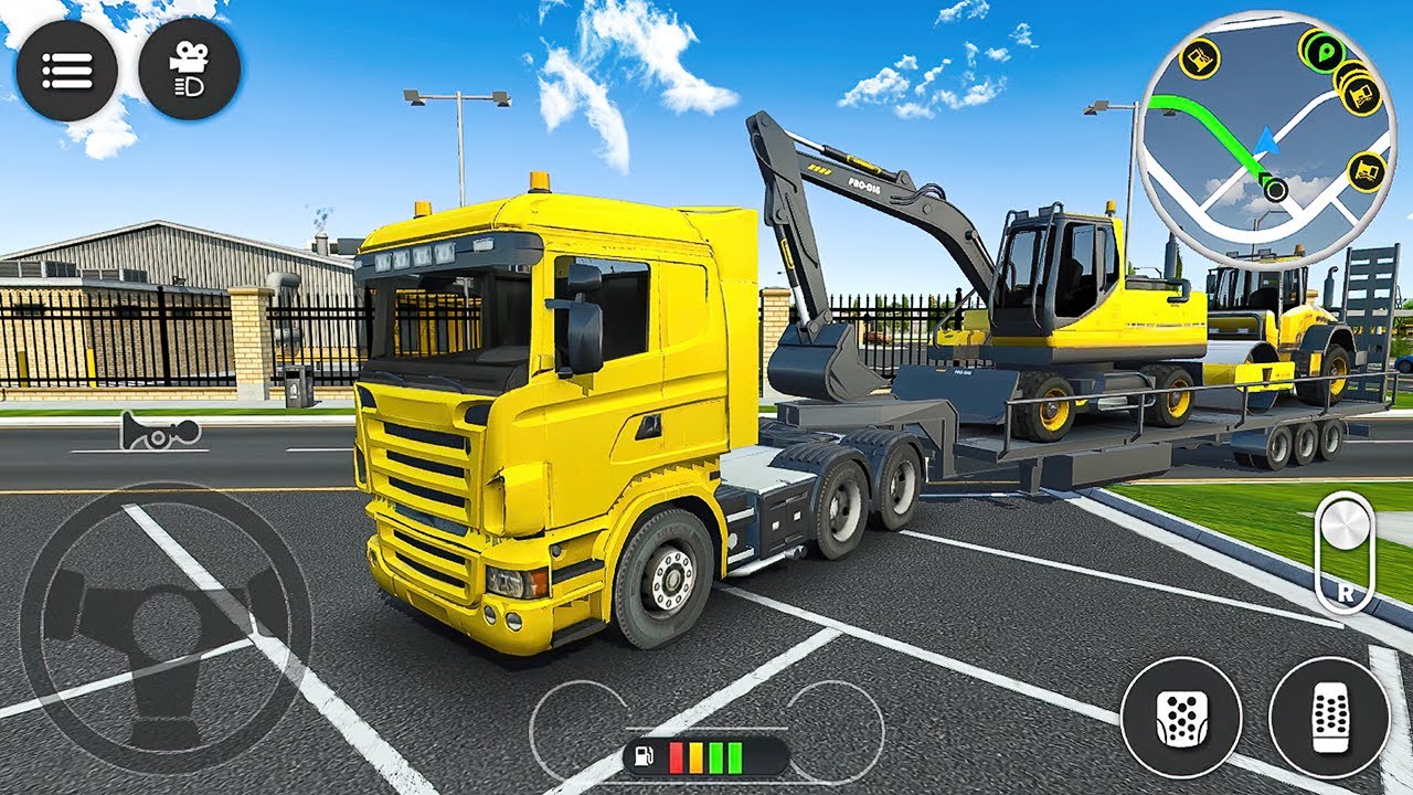 Transporting Mega Machines to Construction Site - Long Trailer Truck Driving - Android Gameplay