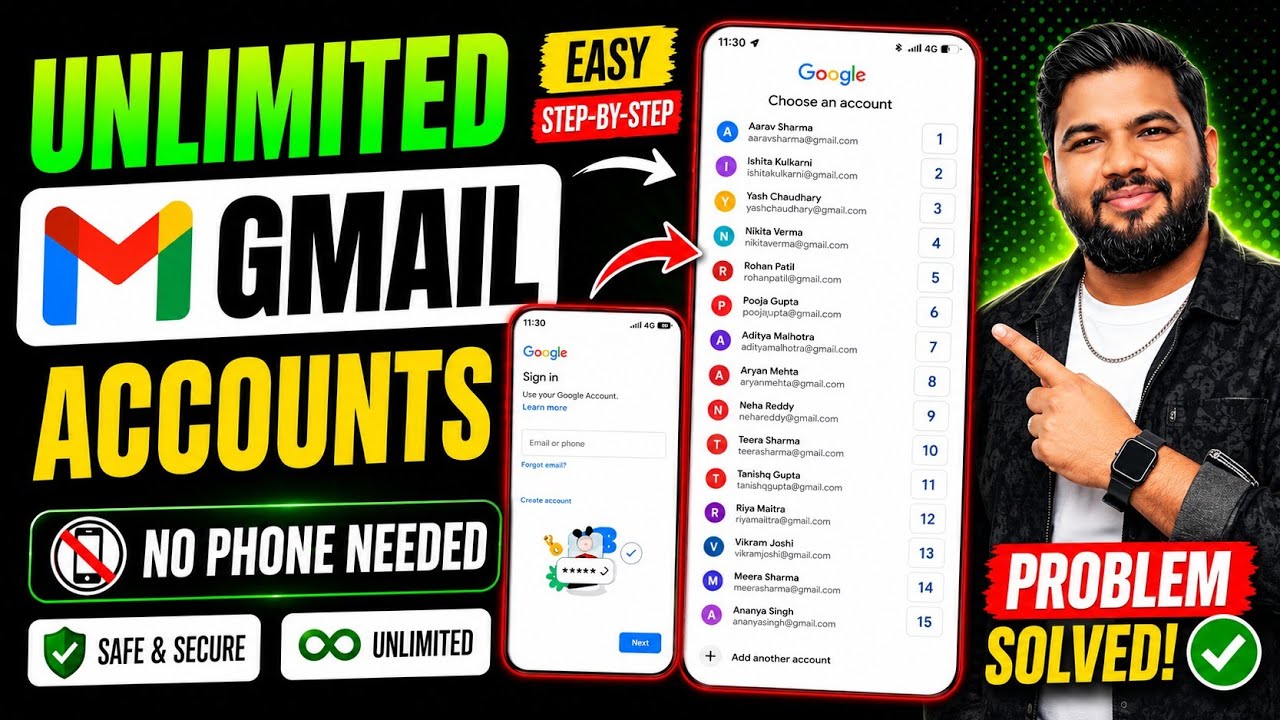 Unlimited Gmail Account Kaise Banaye 2026 | Without Phone Number 😱