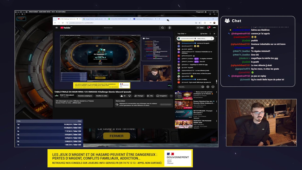 TABLE FINALE DU MAIN WINA 125 OMGGGG  !Challenge Sismix !discord !pseudo