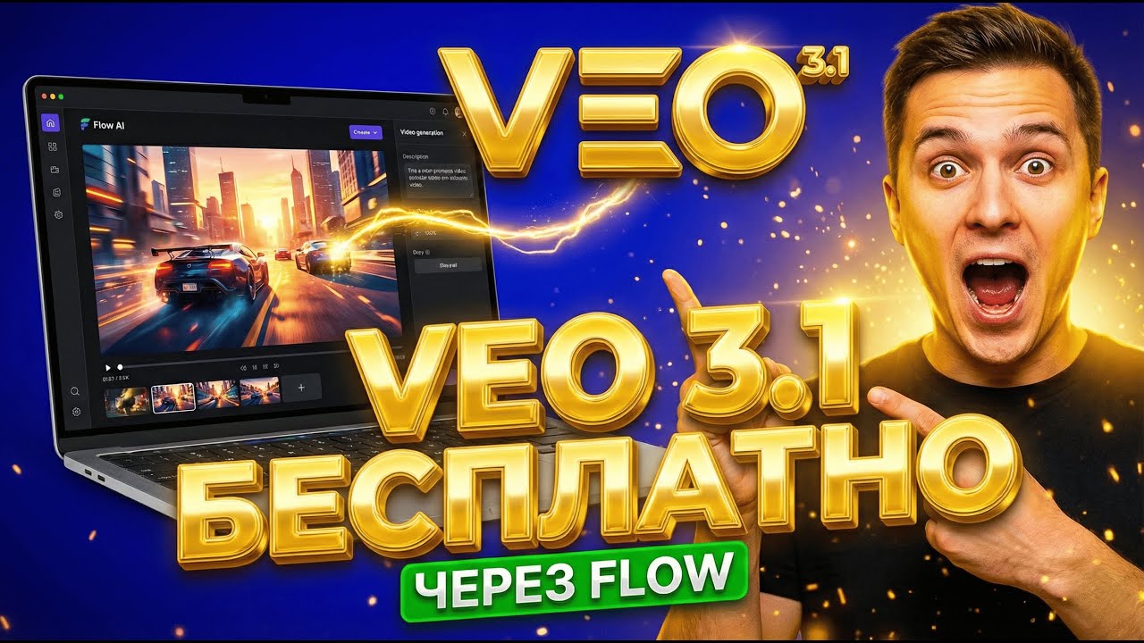 Google Veo 3.1 БЕСПЛАТНО: Как генерировать видео в Flow? (Гайд)