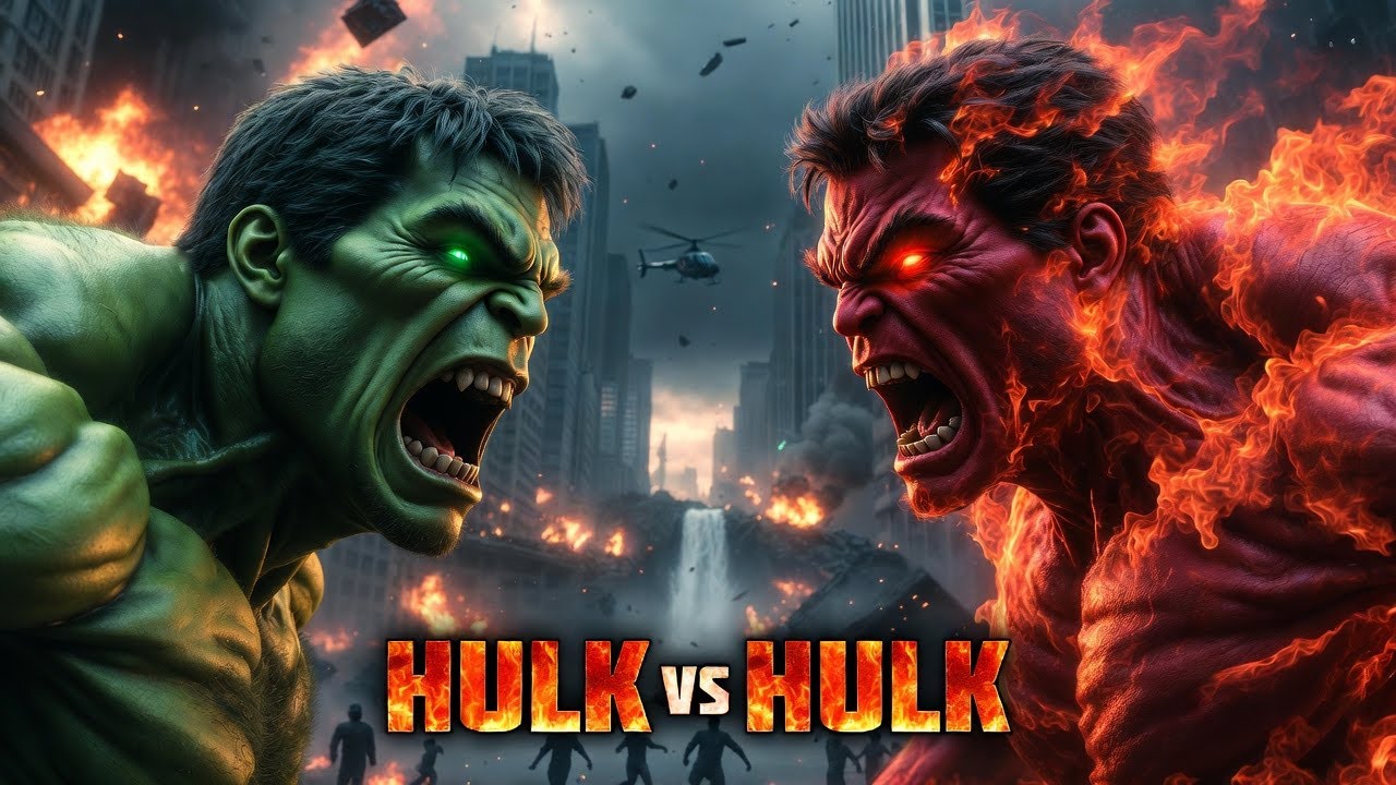 HULK vs HULK 🔥 Green Hulk vs Red Hulk | Epic Final Battle in US City HulkVsHulk#GreenHulk#RedHulk