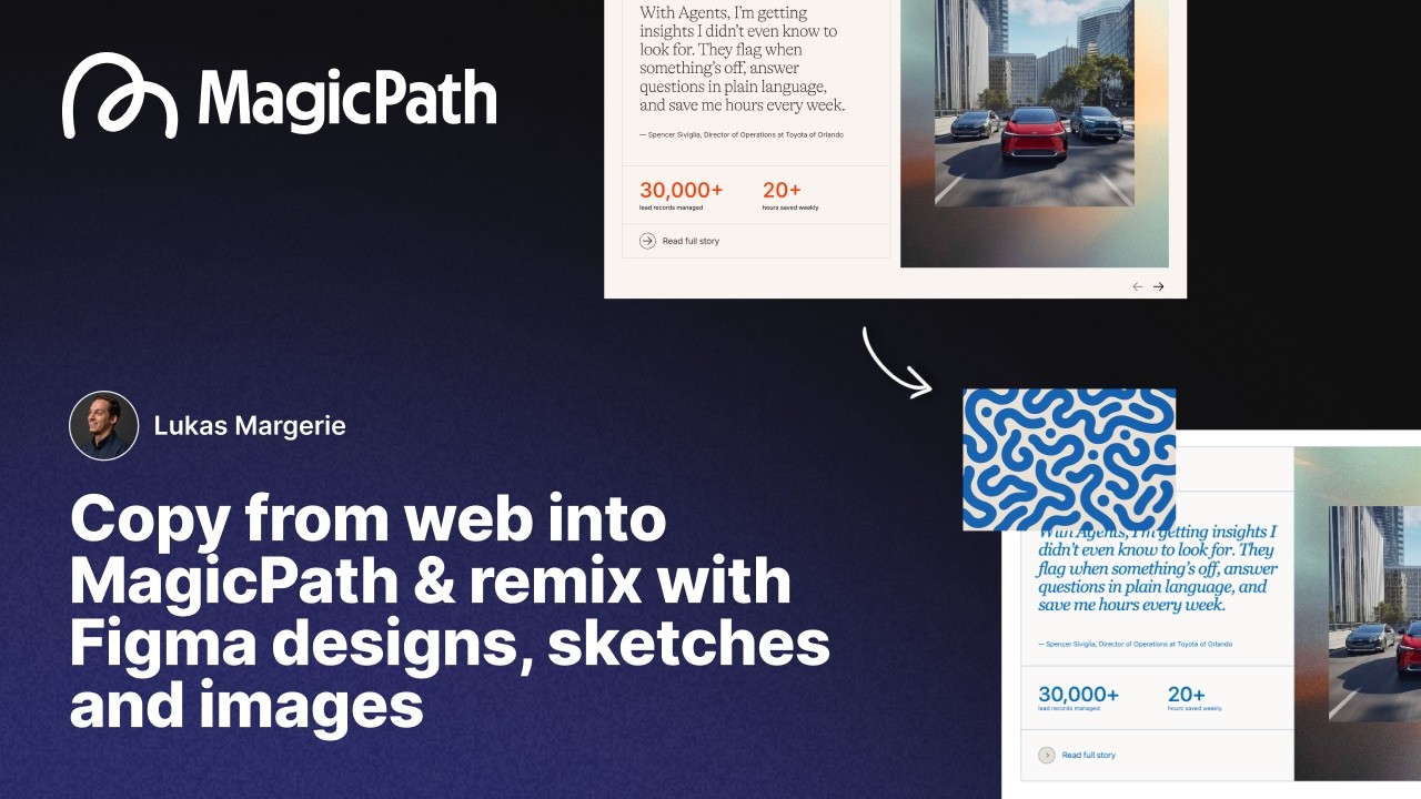 Скопируйте элементы с веб-сайта в MagicPath и используйте их в дизайне, эскизах и изображениях Fi...