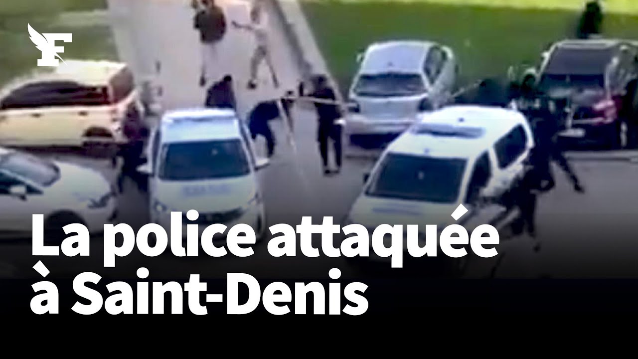 Saint-Denis: les images de deux voitures de police attaquées par une trentaine d'individus