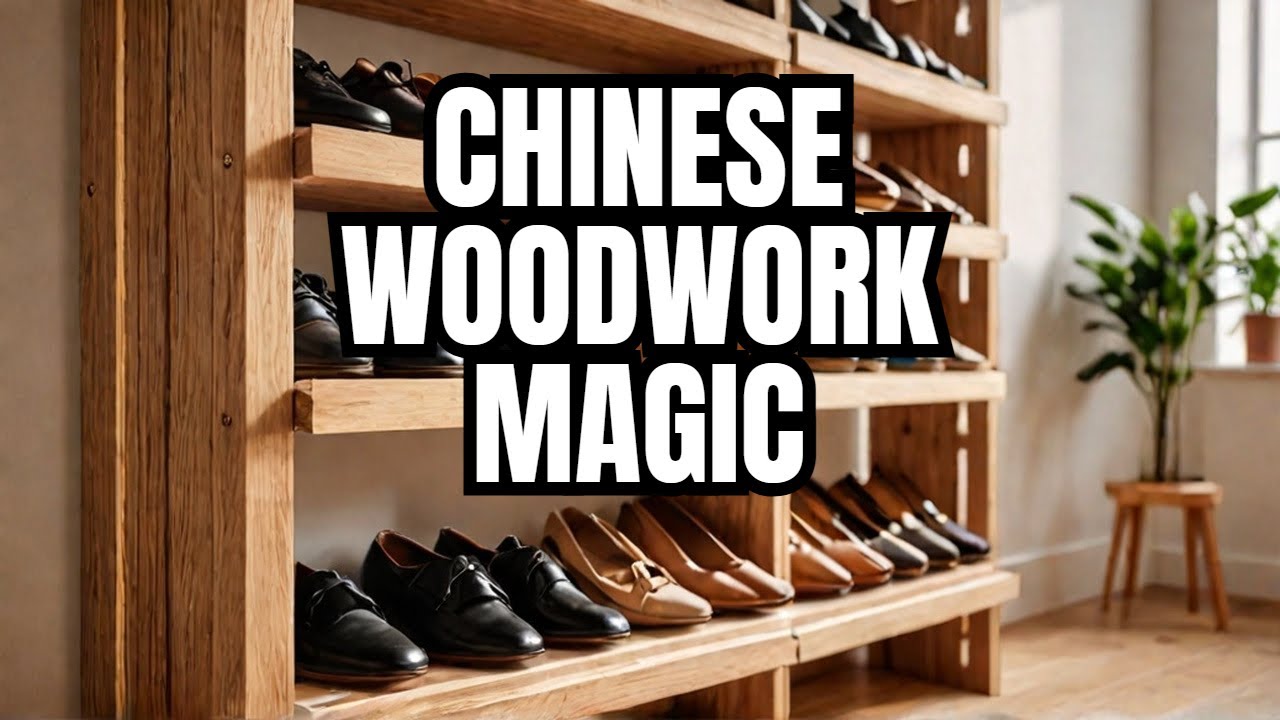 DIY Shoe Rack Using Ancient Chinese Woodworking Techniques (5 Min!) #woodworking