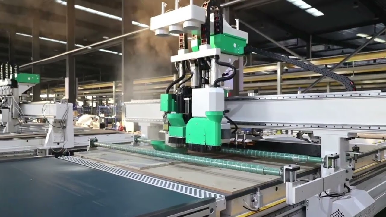 PMSK 2000*3000 size CNC router with drilling bank and lamello saw increase machining efficiency.