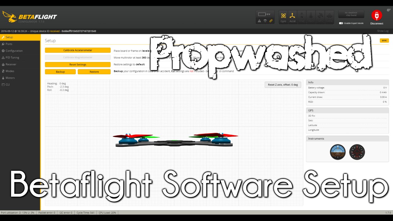Quadcopter software setup - Betaflight Configurator