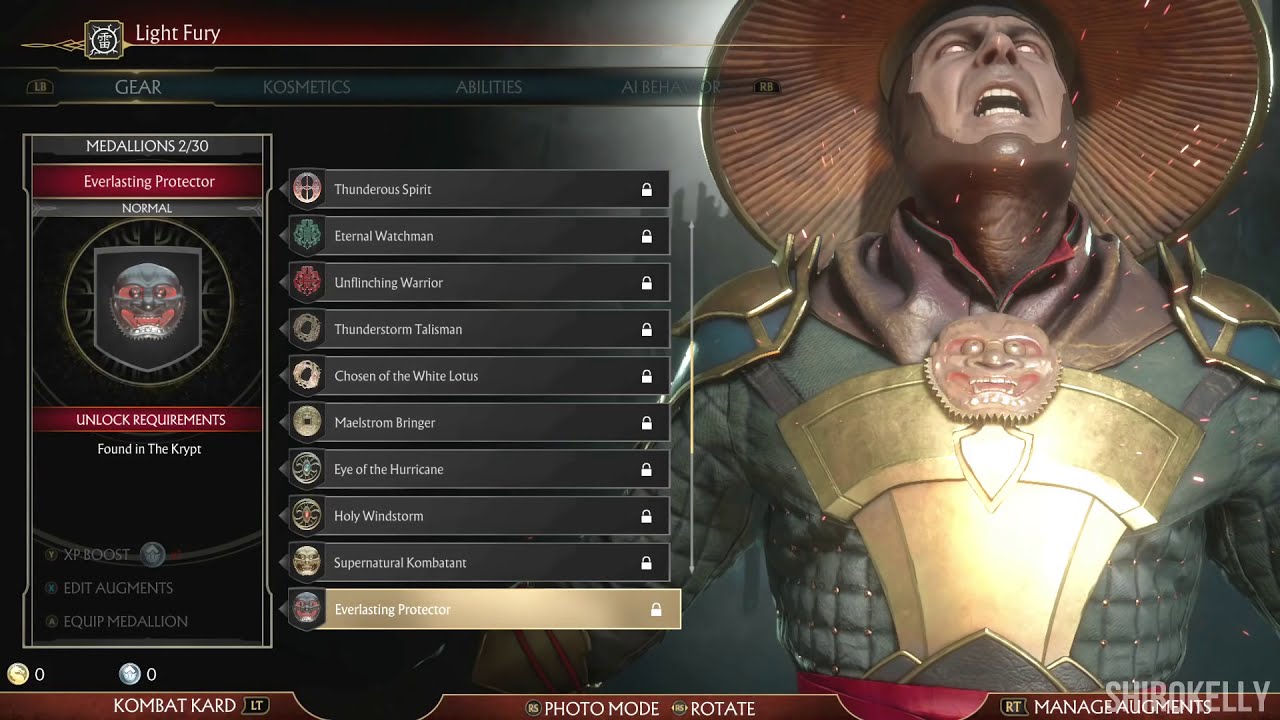 Mortal Kombat 11 : Raiden Character Customization / All Outfits & Gear