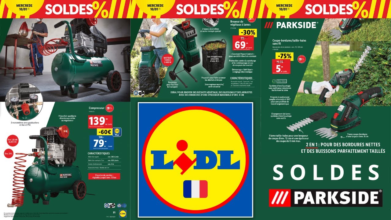 catalogue LIDL soldes d'hiver du 10 au 16 janvier 2024 💥 Arrivage bricolage PARKSIDE 🛠️ SILVERCREST